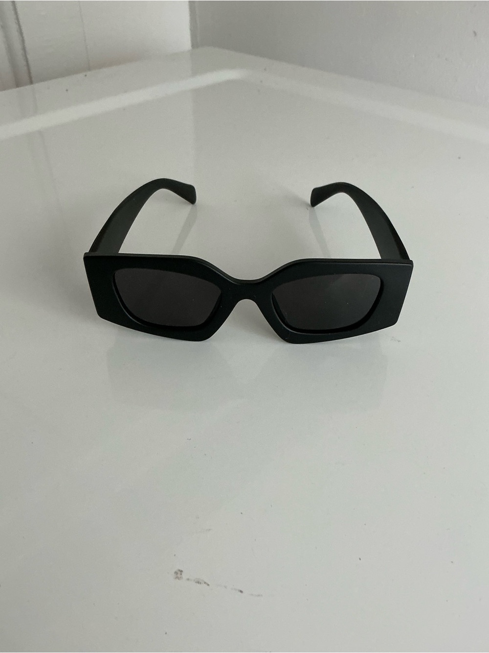 Matte Black Rectangular Women's Sunglasses